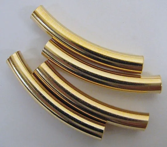 18K Gold Filled Look, EP Tube 1.5x30mm 18K Gold Filled Look, Plain Curve Tube GF1101