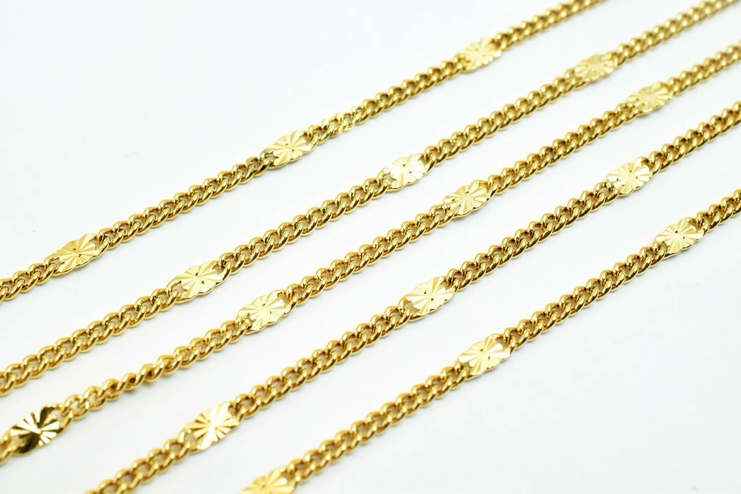 2.5mm 18K Gold Plated* tarnish resistant Chain Sold by Foot For Jewelry Making GFC074