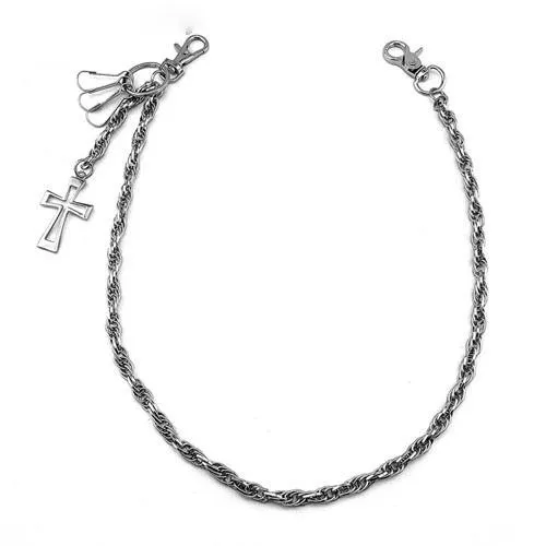 26'' Metal CROSS BIKER SILVER WALLET CHAIN LONG PANTS CHAIN SILVER jeans chain jean chain FOR MEN