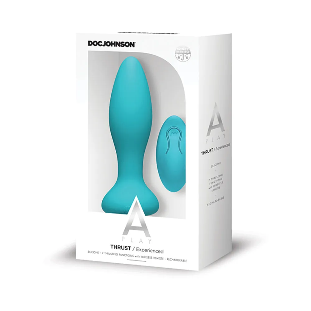 A Play Thrust Experienced Rechargeable Silicone Anal Plug w/Remote - Teal