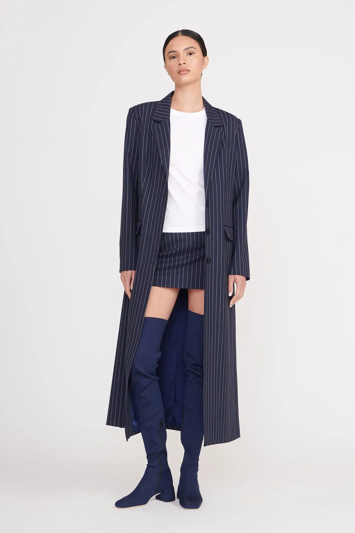 ANNETTE SKIRT | NAVY PINSTRIPE