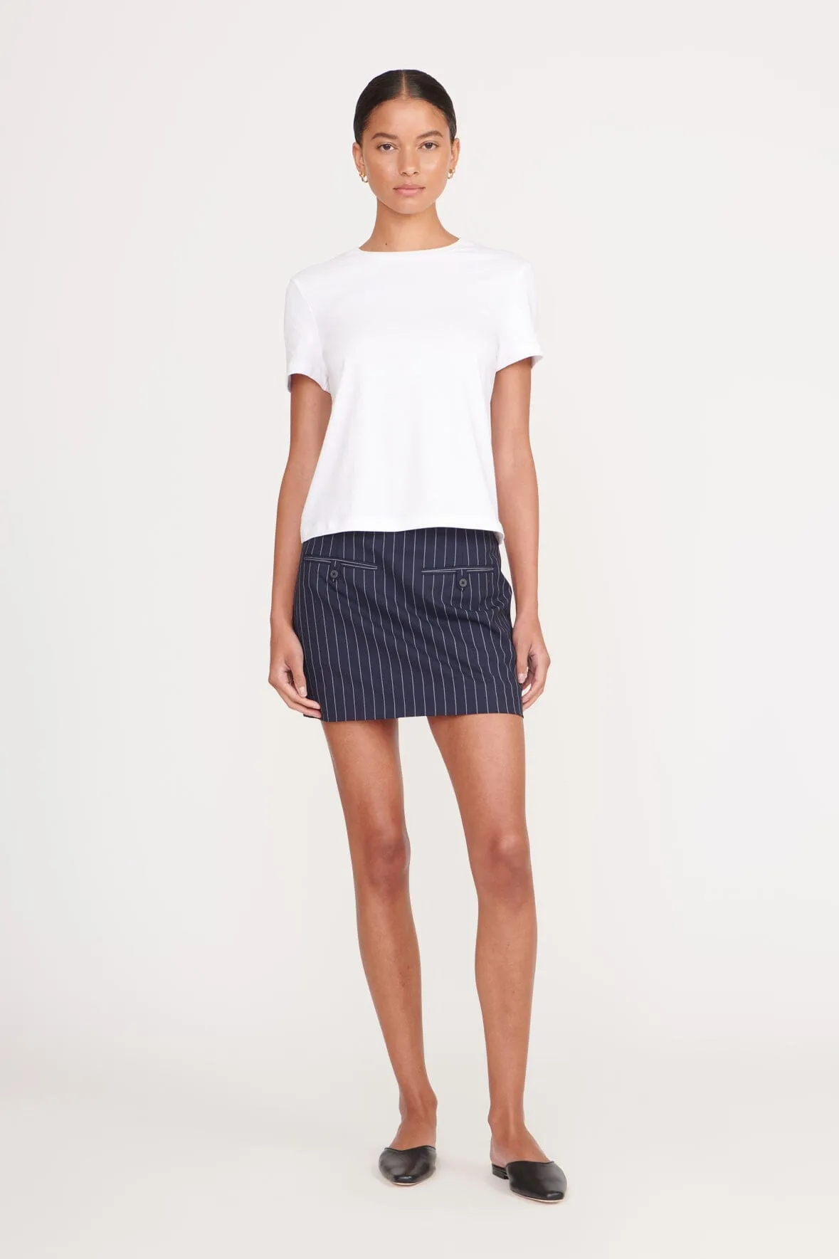 ANNETTE SKIRT | NAVY PINSTRIPE