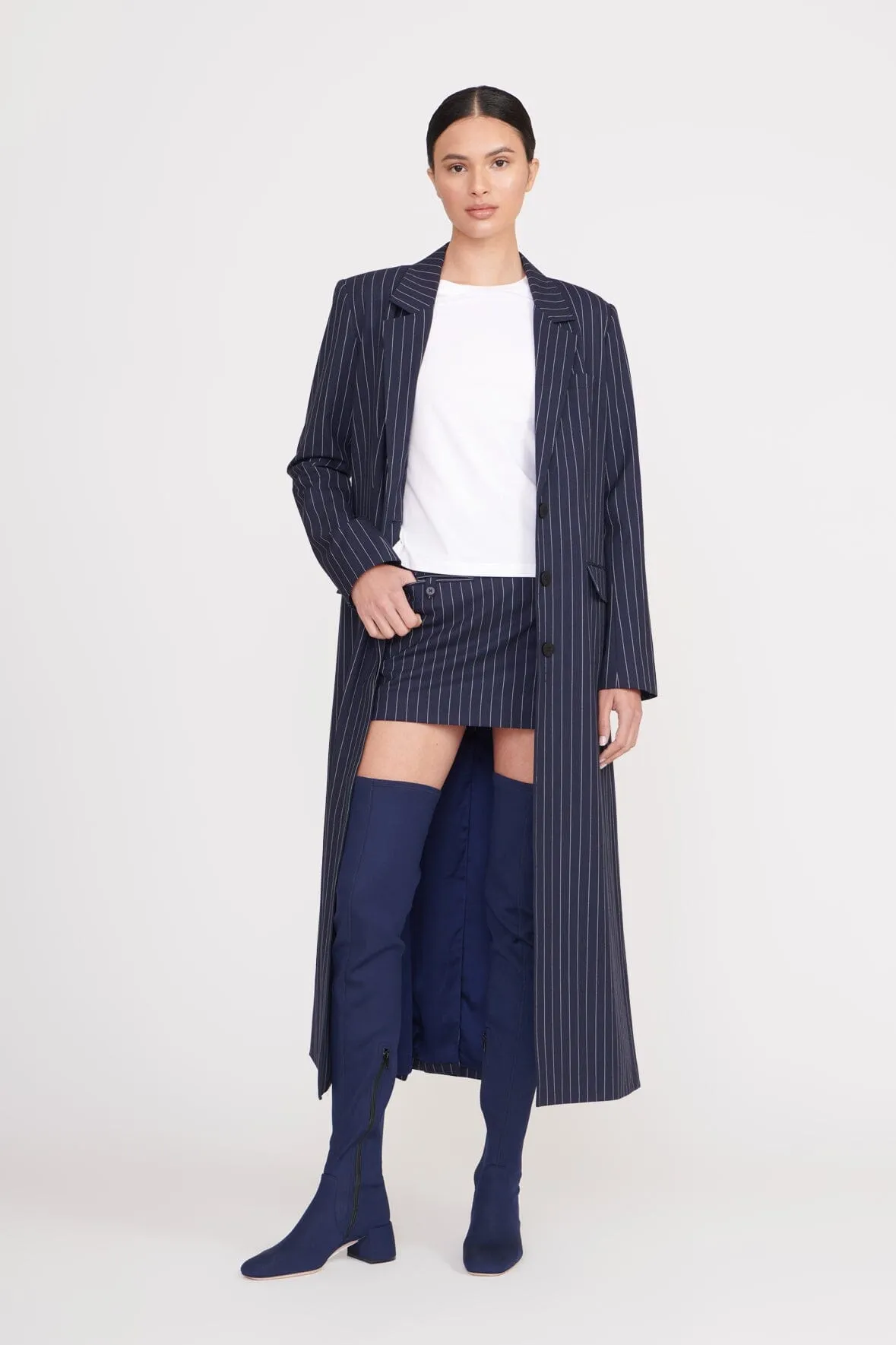 ANNETTE SKIRT | NAVY PINSTRIPE