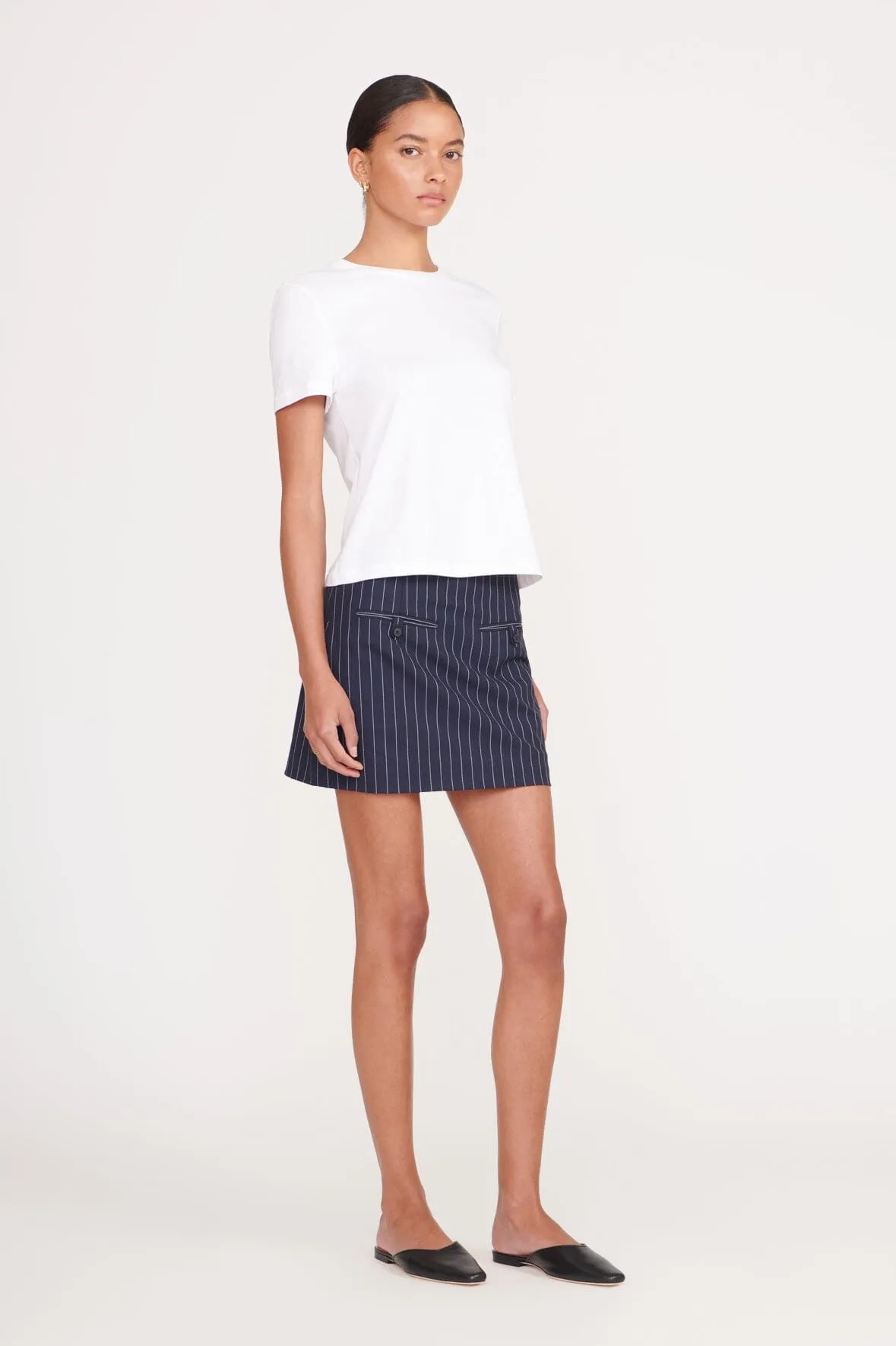 ANNETTE SKIRT | NAVY PINSTRIPE