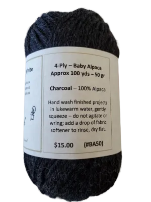 Baby Alpaca Charcoal 100 yds SKU BA50