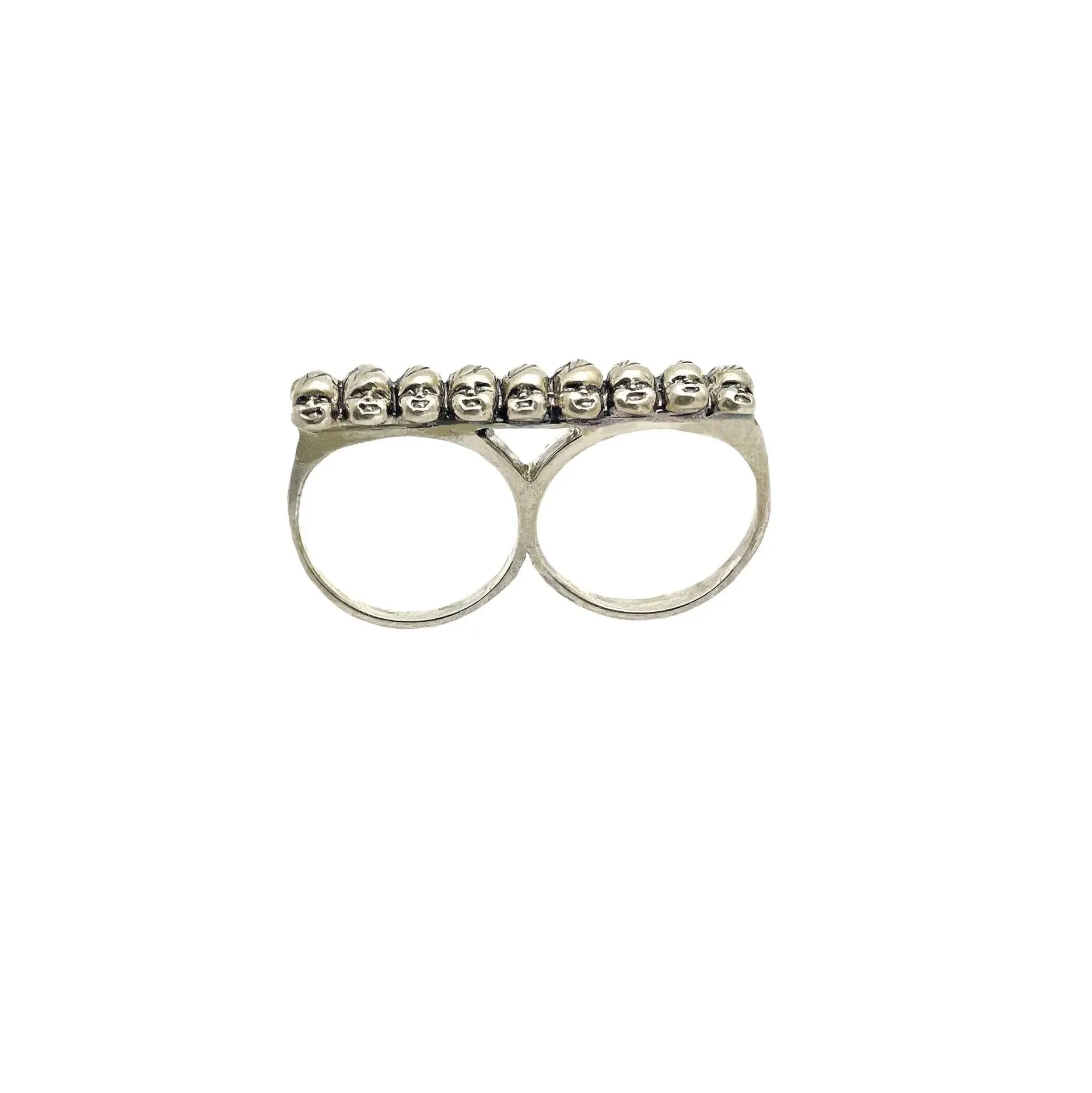 Baby Heads Knuckle Ring Silver Tone