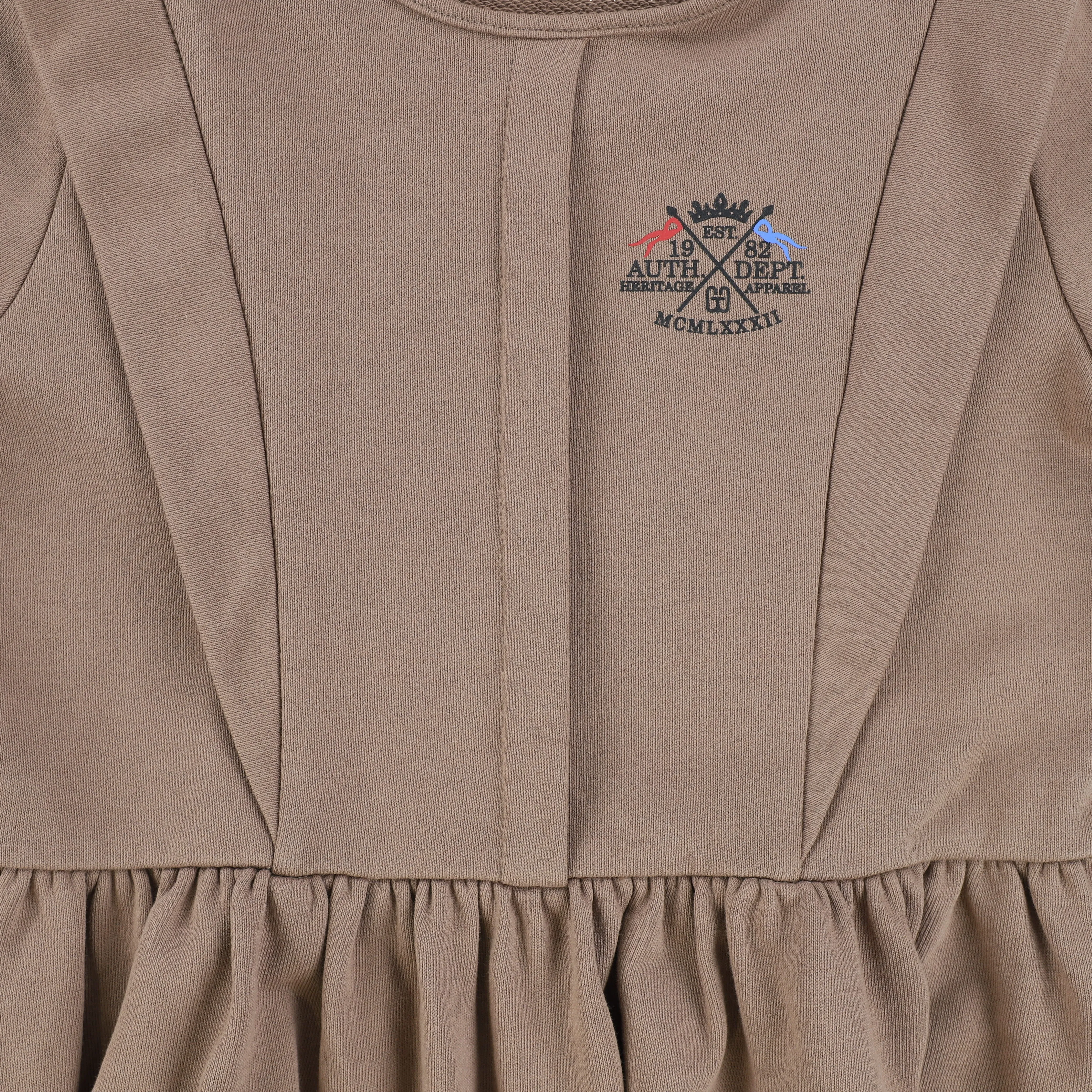 Bamboo Walnut Embroidered Crest Sweater Dress [Final Sale]