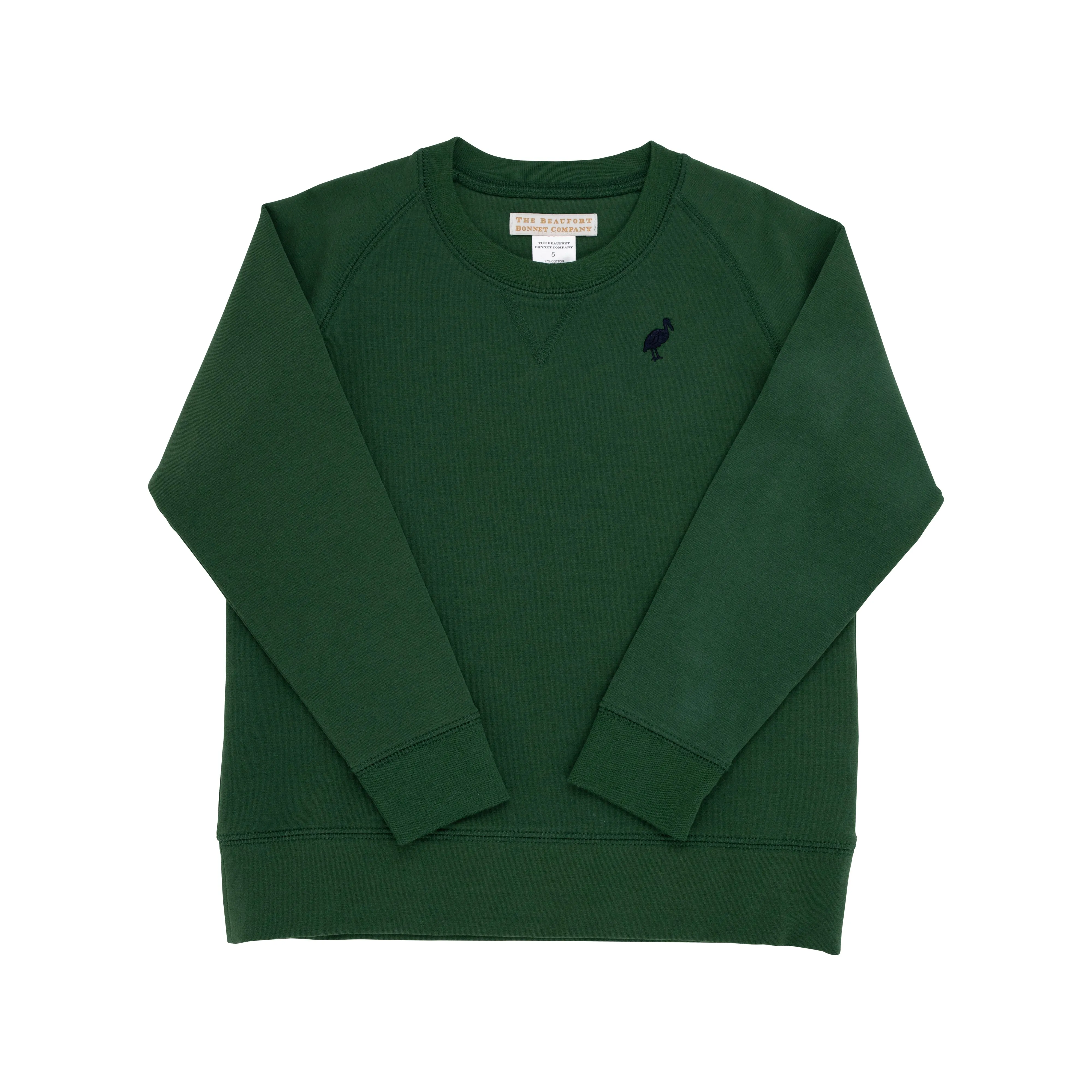 Cassidy Comfy Crewneck - Grier Green with Nantucket Navy Stork