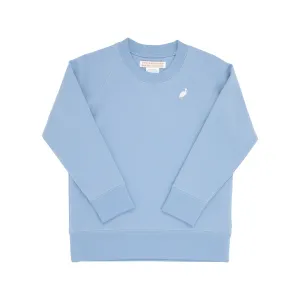 Cassidy Comfy Crewneck (Unisex) - Barrington Blue with Multicolor Stork