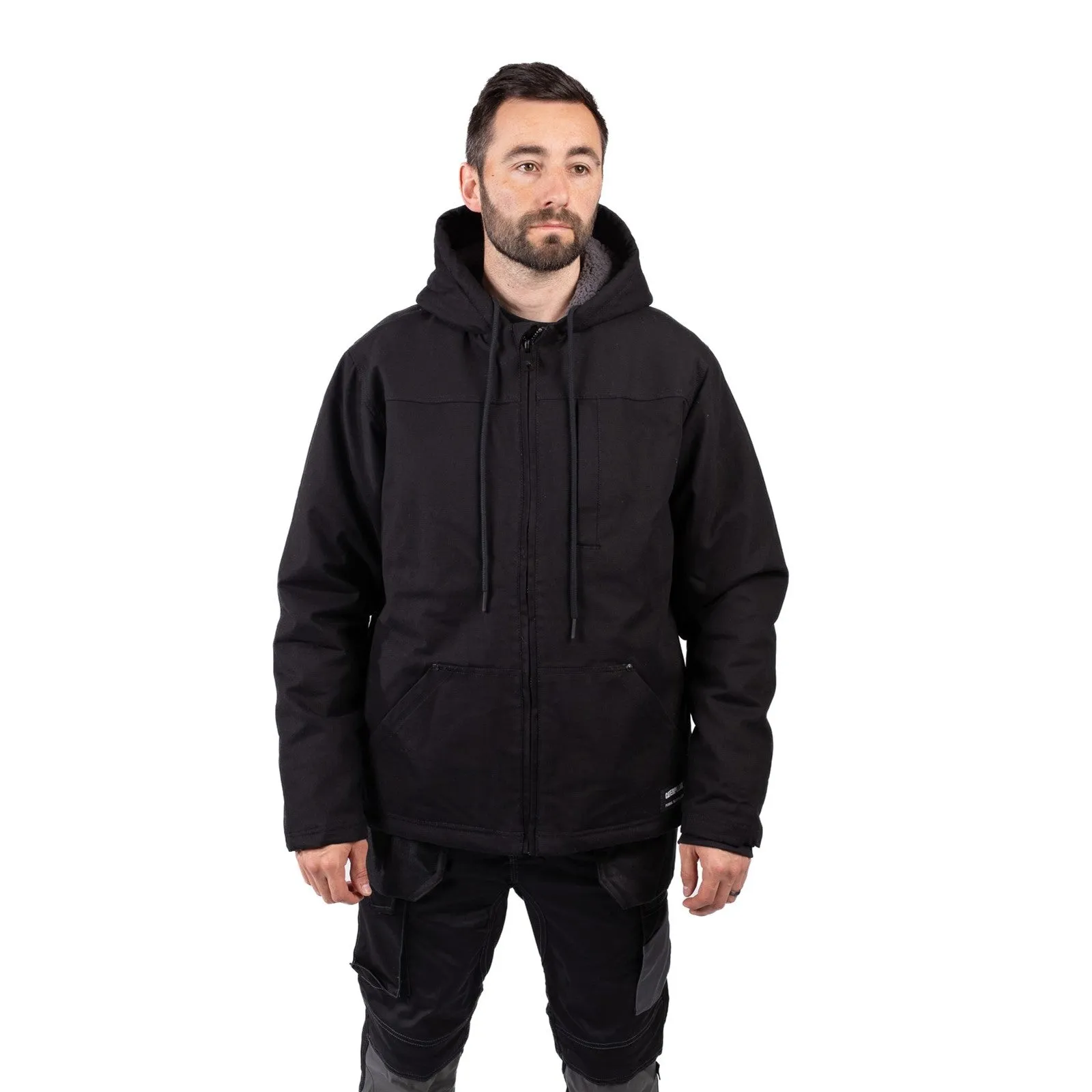 Caterpillar Hooded Sherpa Lined Jacket  Black