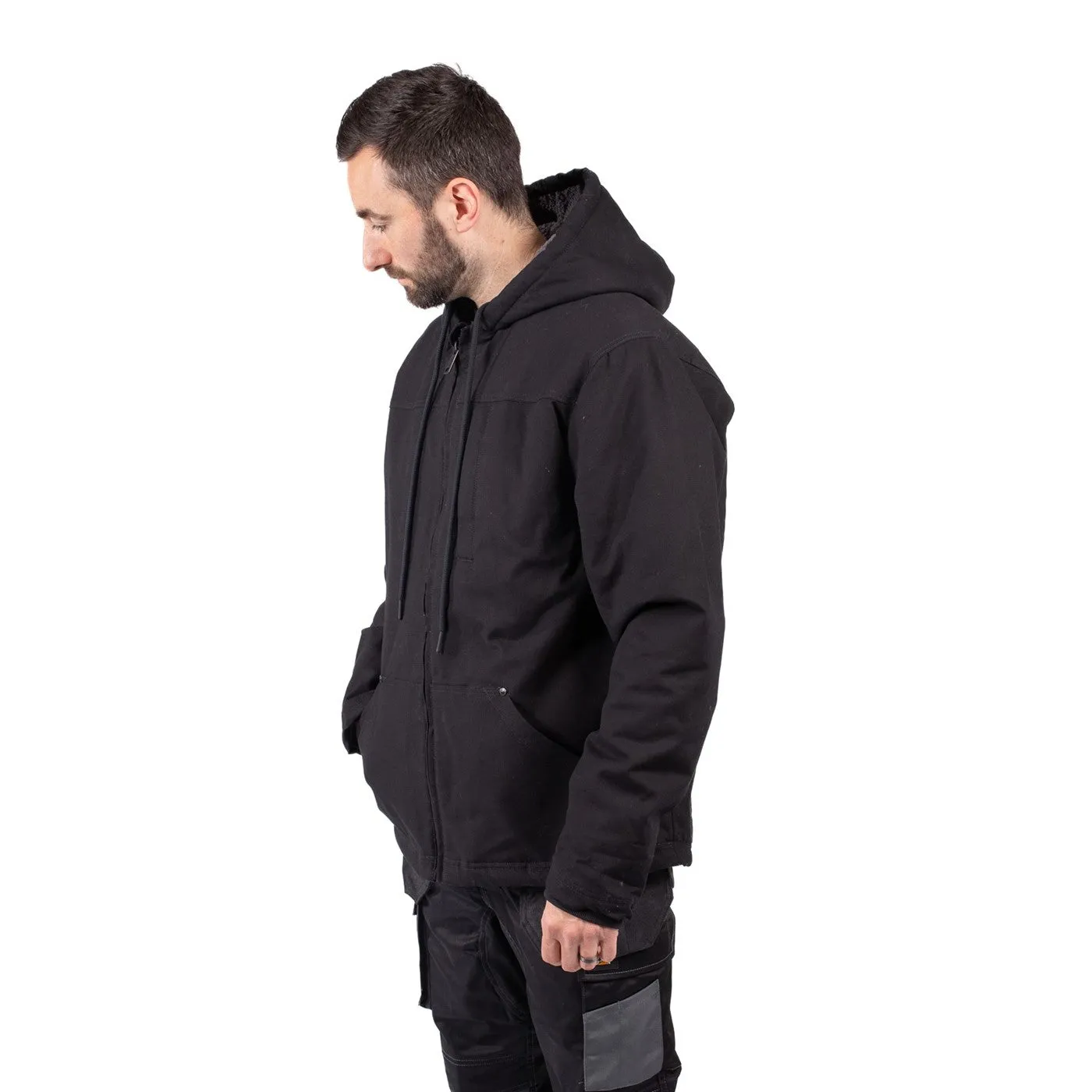 Caterpillar Hooded Sherpa Lined Jacket  Black