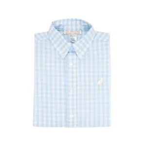 Dean's List Dress Shirt - Buckhead Blue Gingham with Multicolor Stork