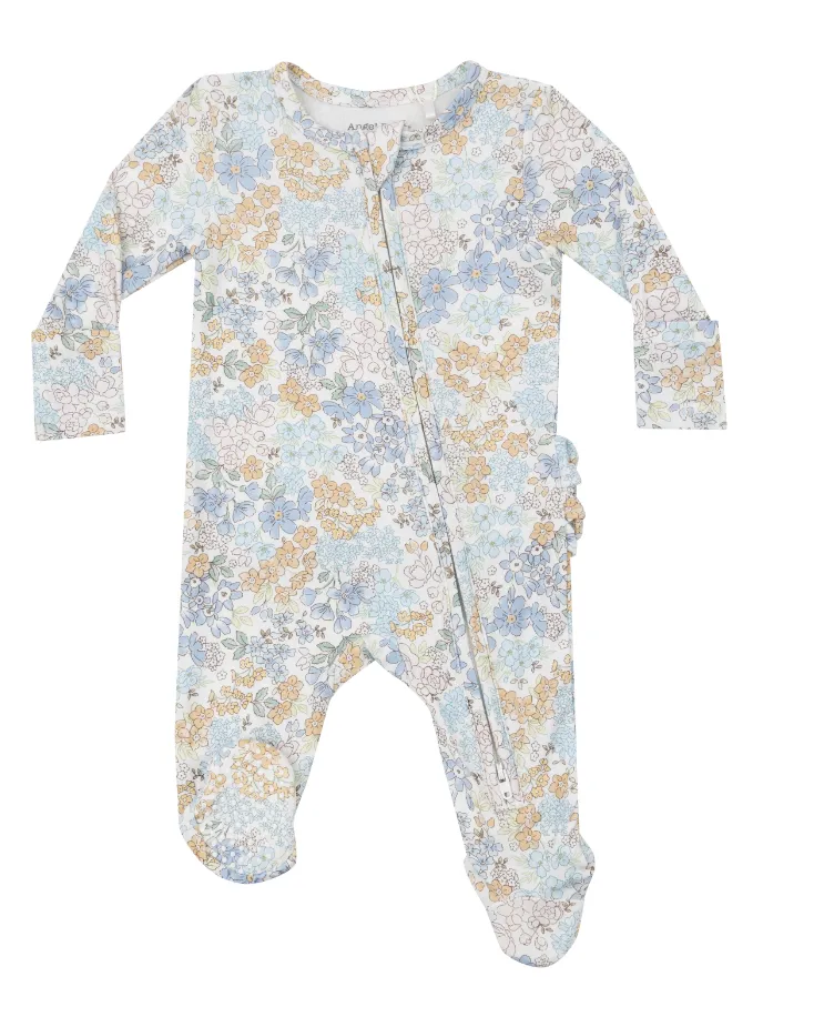 Edith floral 2 way zip footie with ruffle