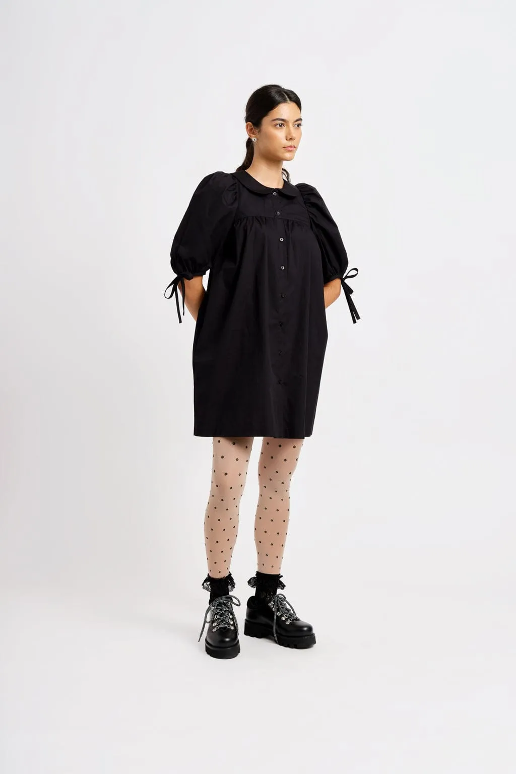 Evelyn Poplin Dress Black