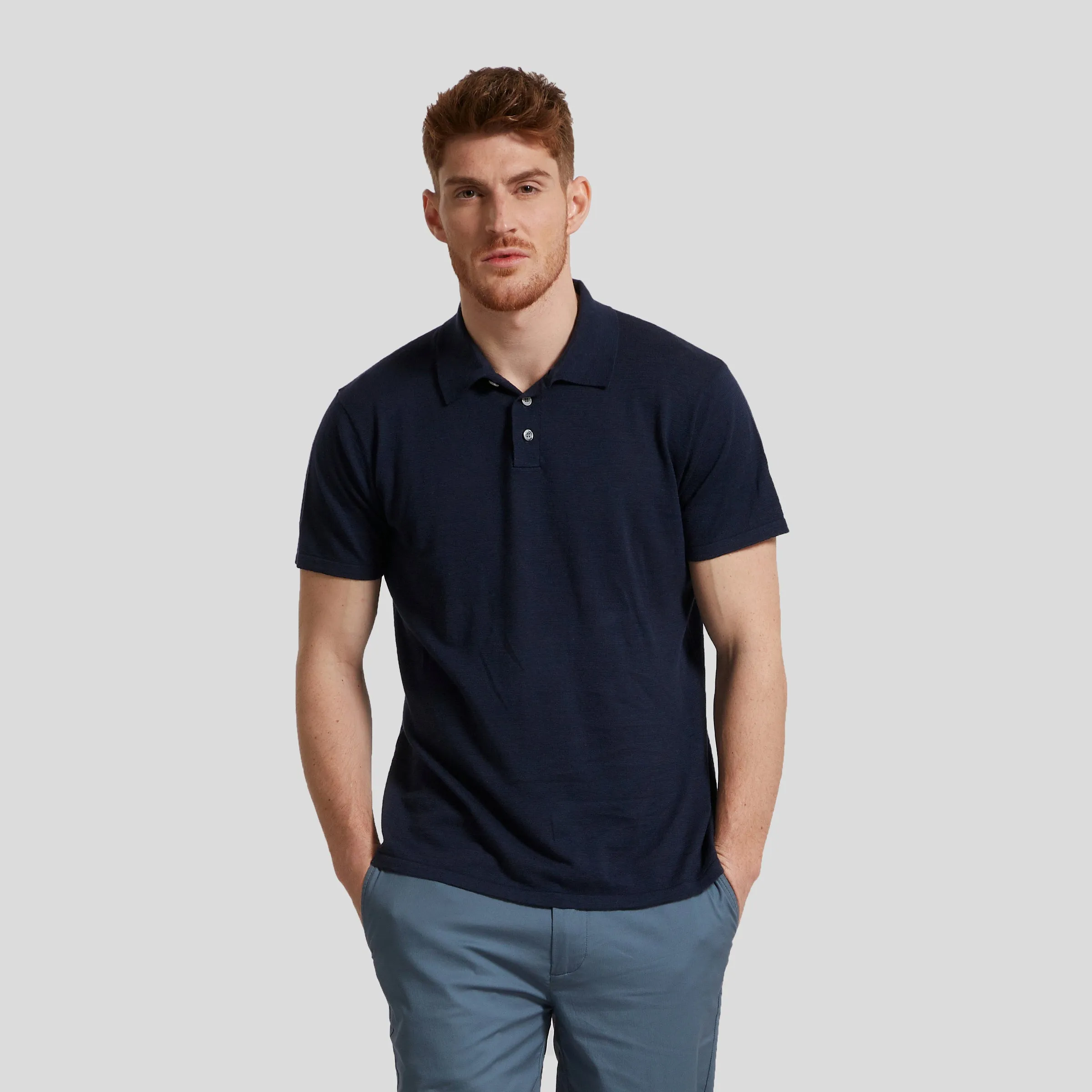 Featherweight Sweater Polo - Navy Blue