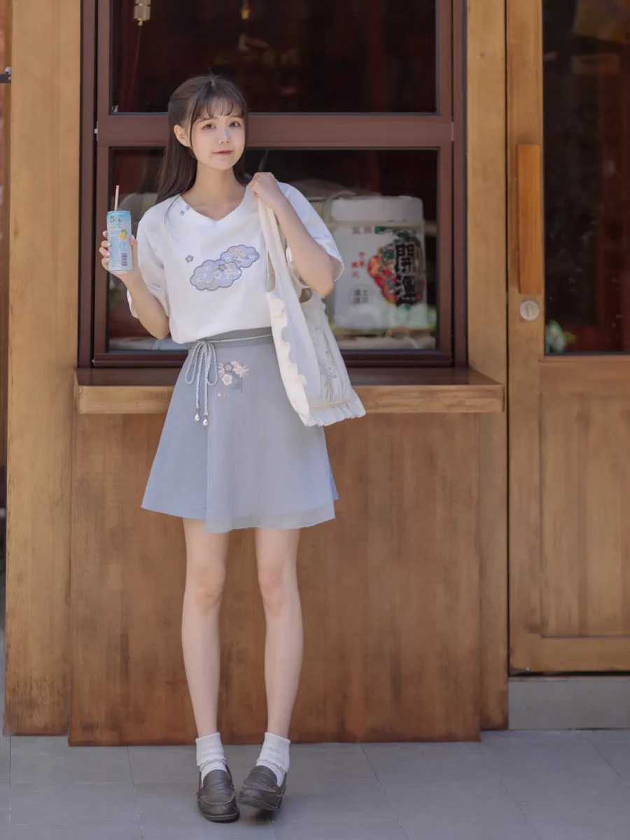 Flowery Tee & Skirt