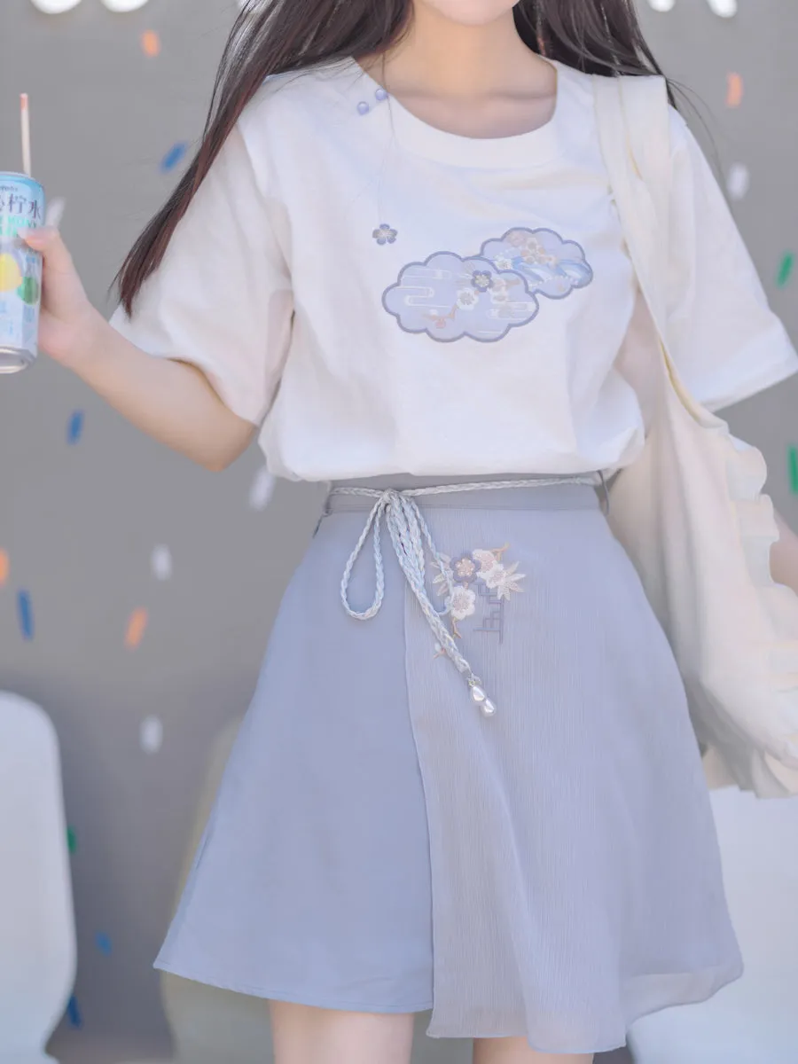 Flowery Tee & Skirt