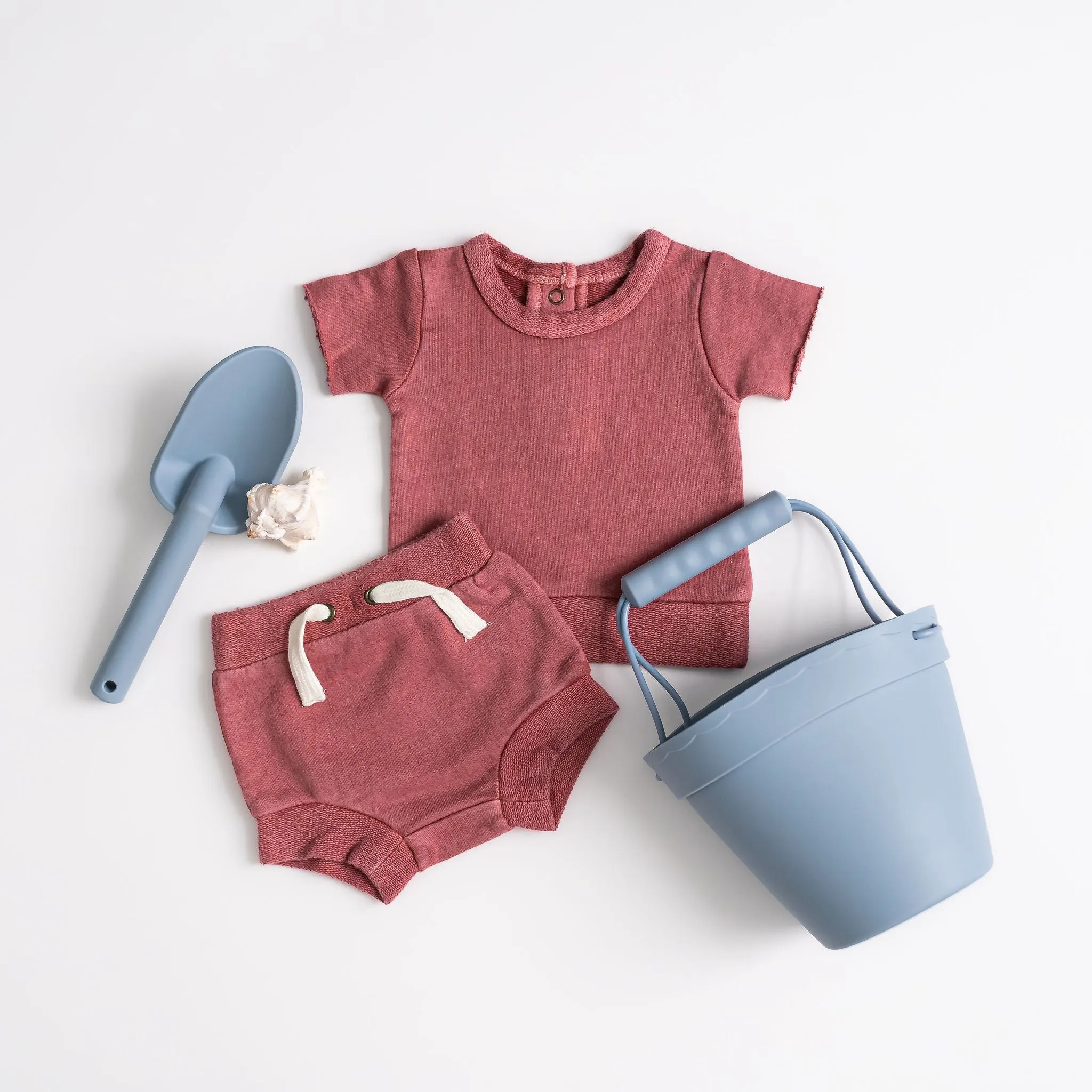 French Terry Tee & Shorties Set in Sienna