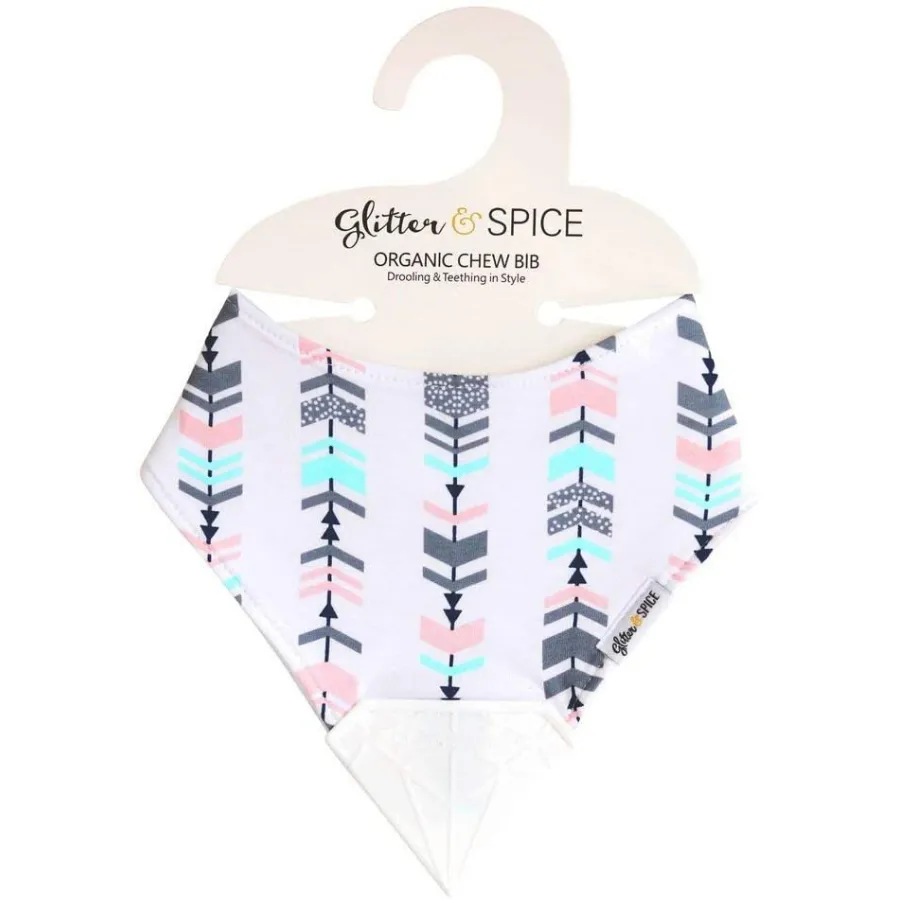 Glitter & Spice Organic Chew Bib - Pastel Arrows