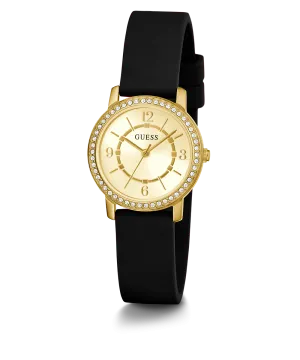 GUESS Ladies Black Gold Tone Analog Watch