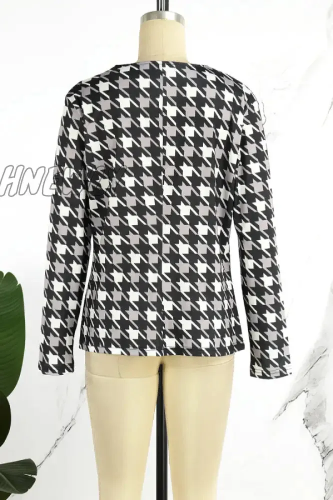 Hnewly - Black Casual Print Cardigan Outerwear