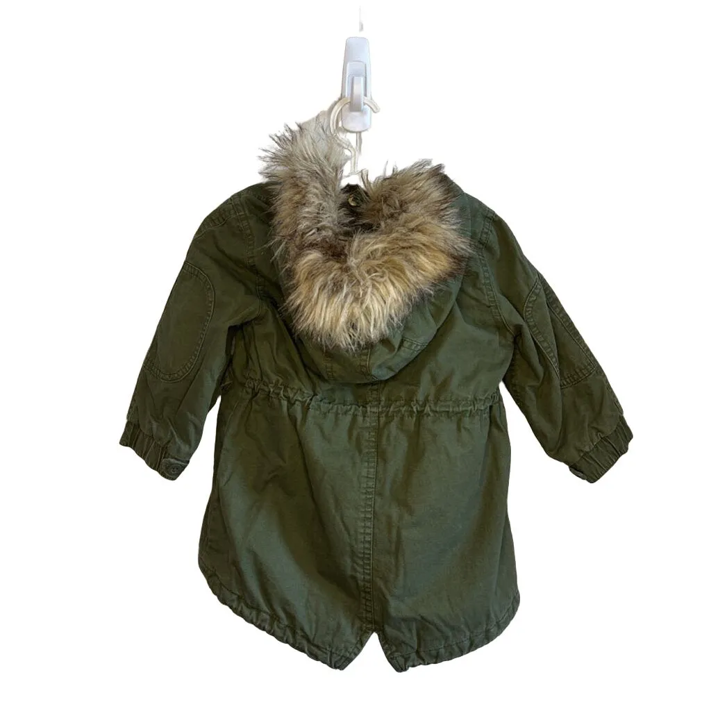 Hooded Canvas Jacket w/ Fur