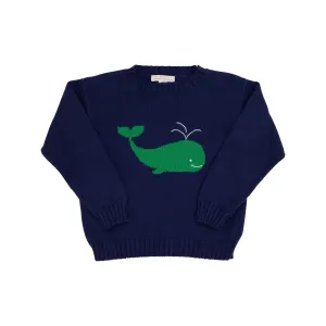 Isaac's Intarsia Sweater (Unisex) - Nantucket Navy with Whale Intarsia