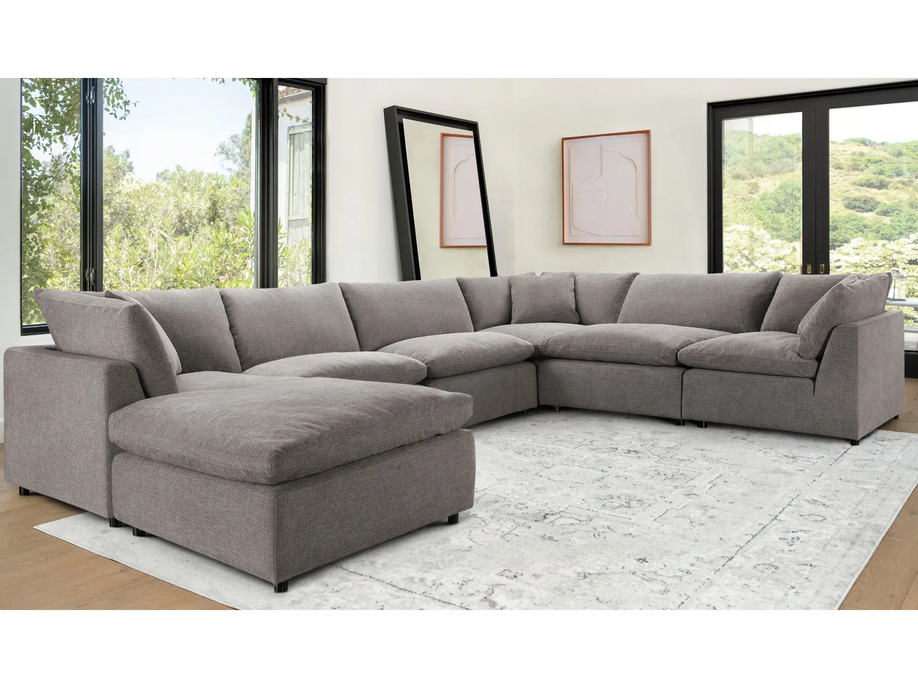 JoJo Fletcher Luxe Feather and Down 7-pc L-Shaped Sectional Set