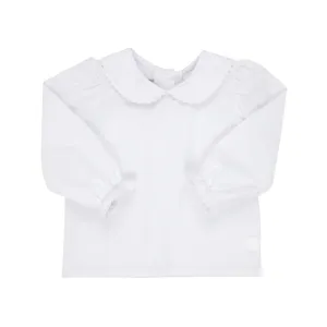 Maude's Peter Pan Collar Shirt & Onesie (Long Sleeve Woven) - Worth Avenue White with Ric Rac