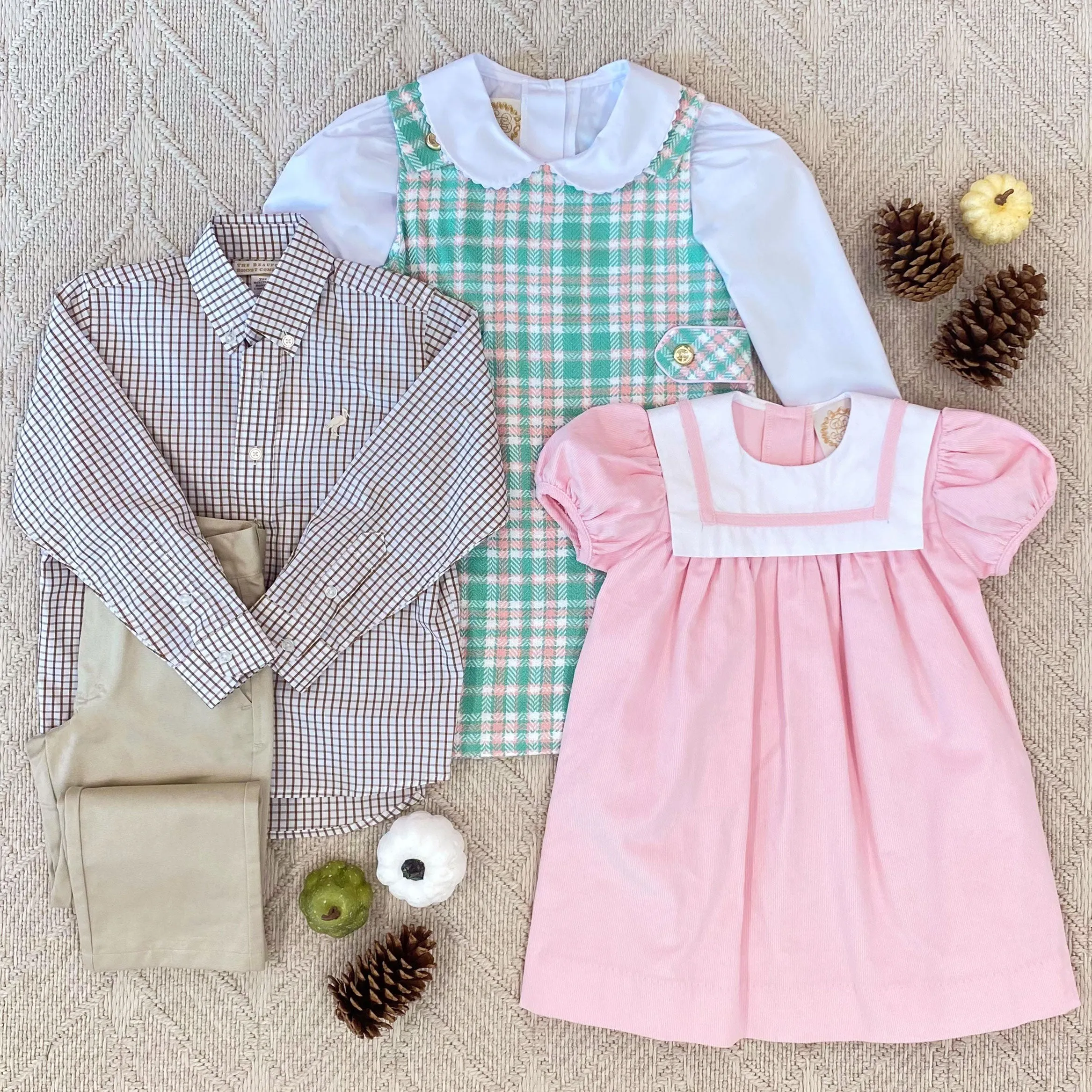 Maude's Peter Pan Collar Shirt & Onesie (Long Sleeve Woven) - Worth Avenue White with Ric Rac