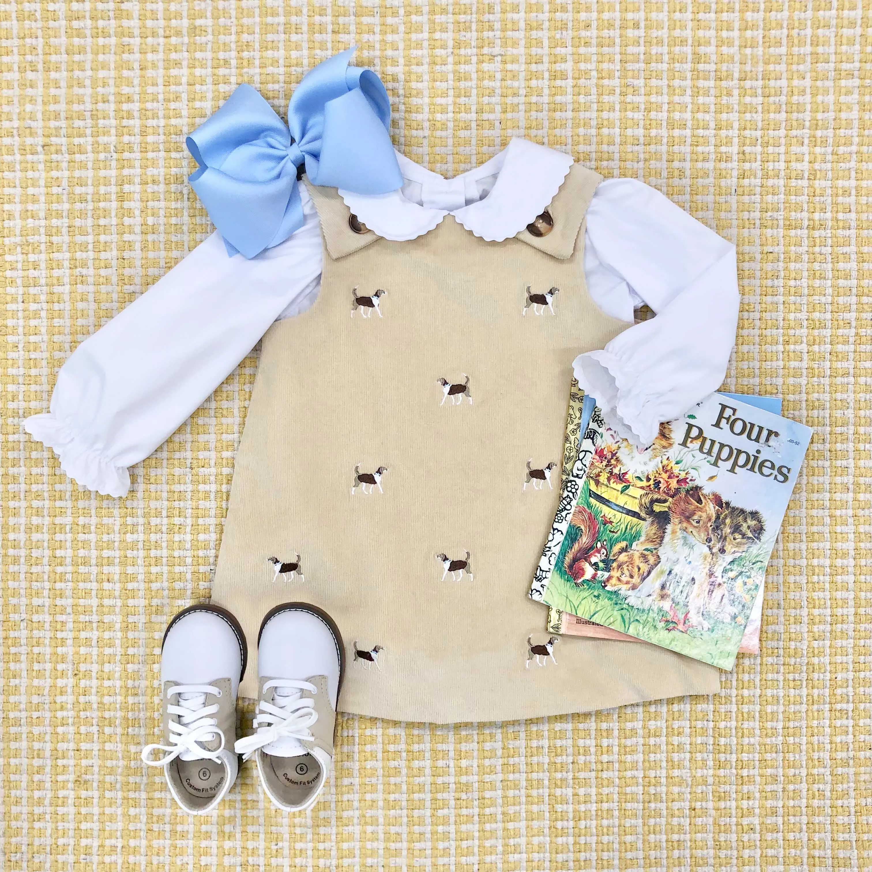 Maude's Peter Pan Collar Shirt & Onesie (Long Sleeve Woven) - Worth Avenue White with Ric Rac