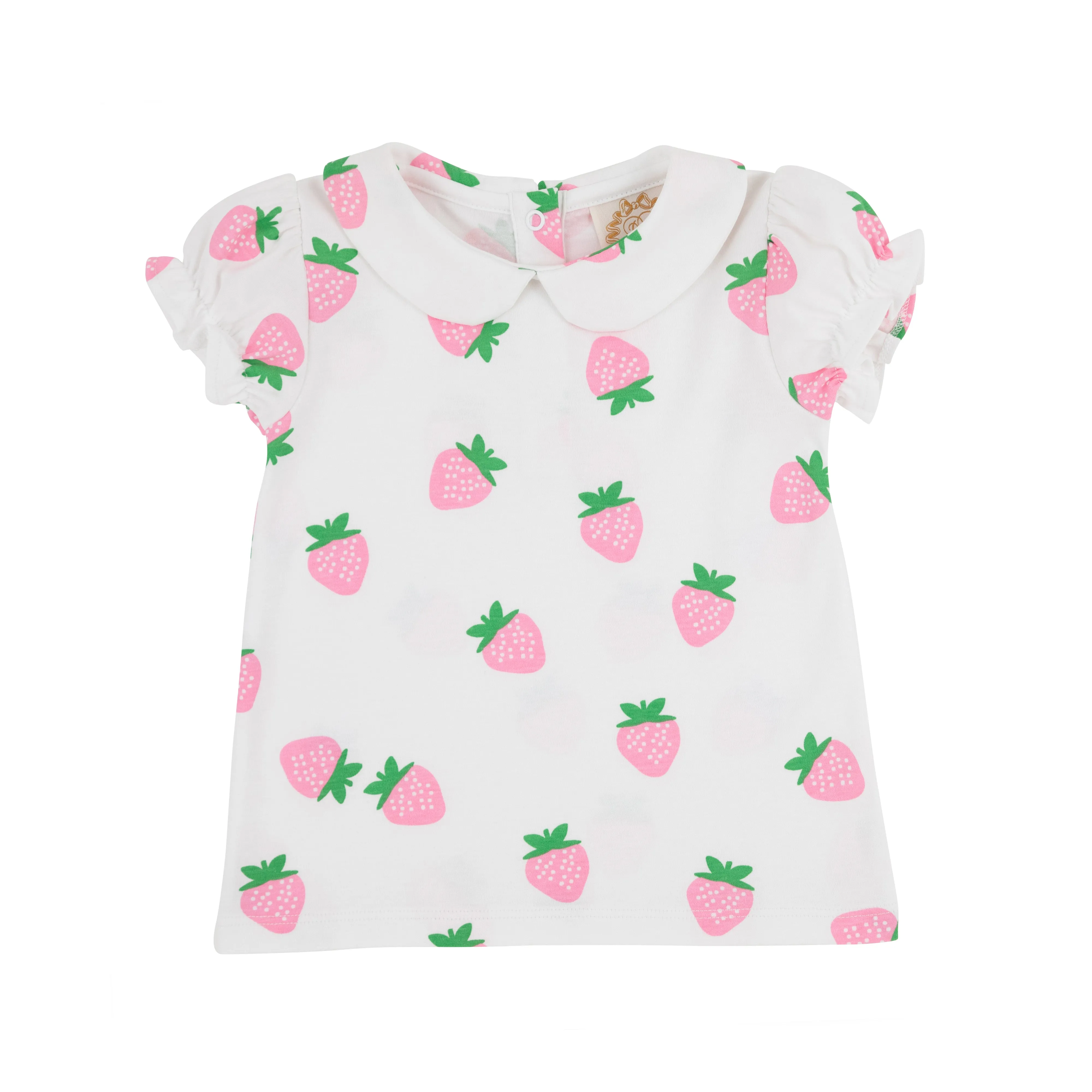 Maude's Peter Pan Collar Shirt & Onesie (Short Sleeve Pima) - Sanibel Strawberry