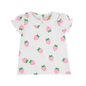 Maude's Peter Pan Collar Shirt & Onesie (Short Sleeve Pima) - Sanibel Strawberry