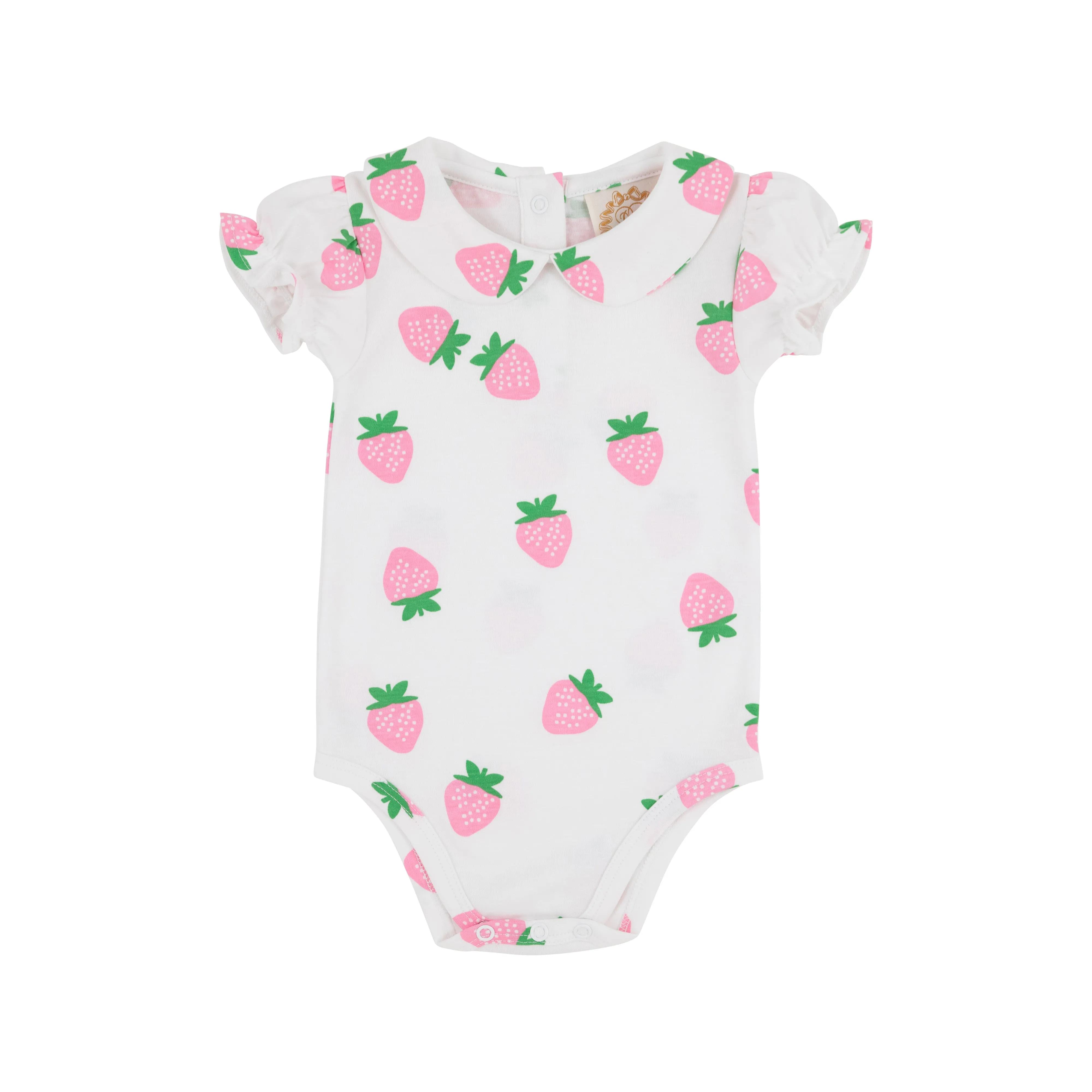 Maude's Peter Pan Collar Shirt & Onesie (Short Sleeve Pima) - Sanibel Strawberry