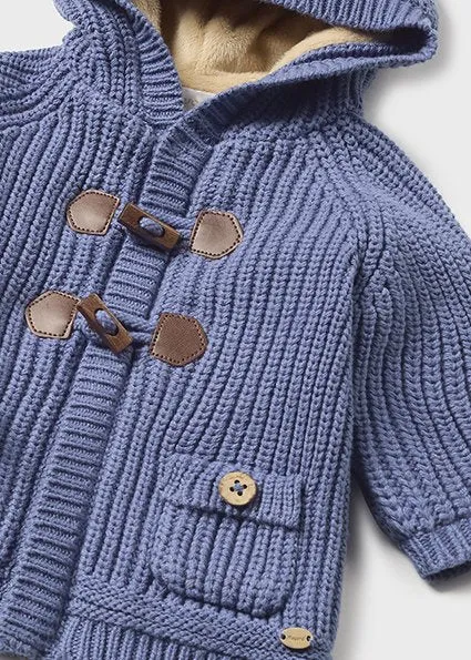 MAY Blue Knit Sweater Toggle Coat