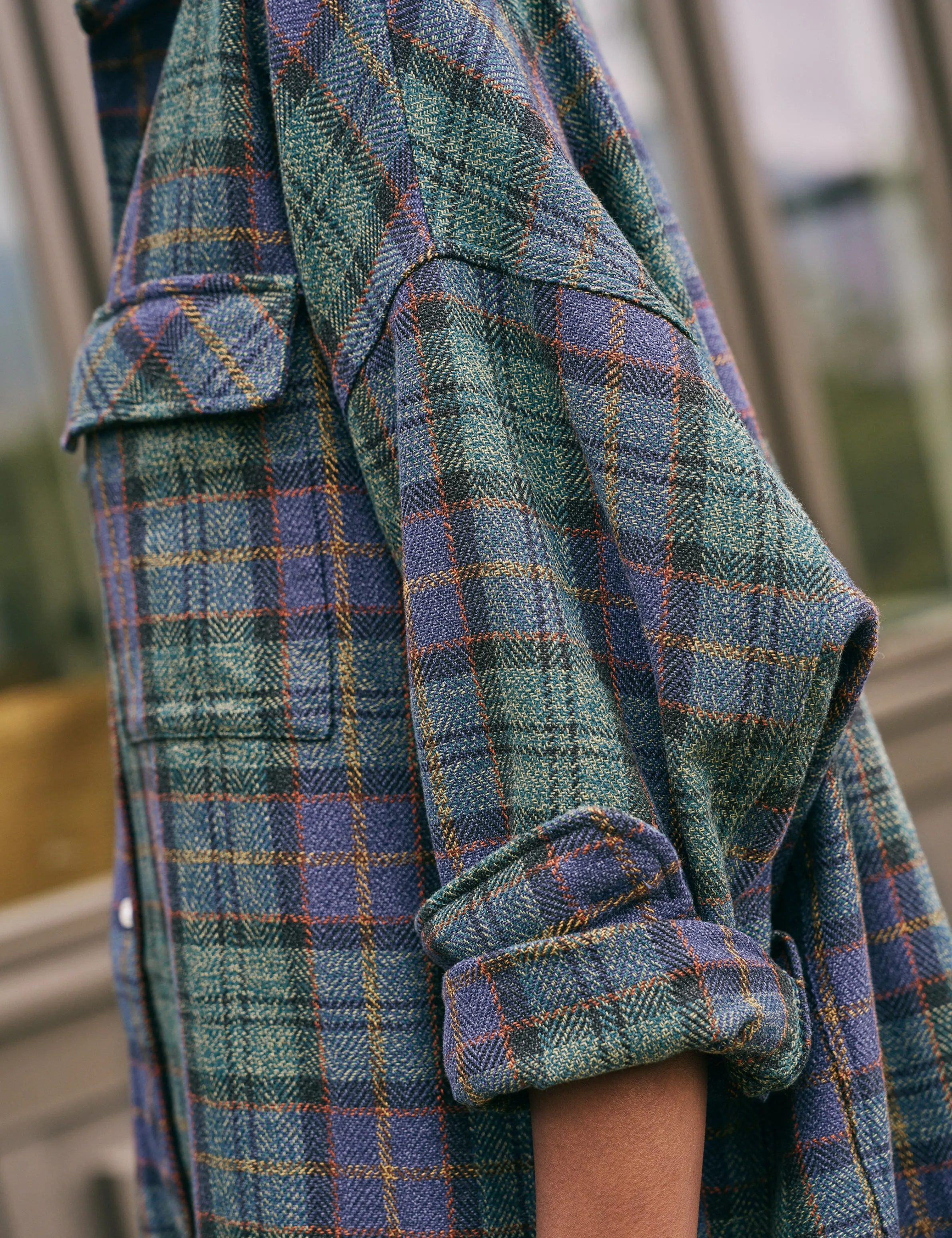 MCLOGHLIN Green and Blue Plaid, Textured Flannel