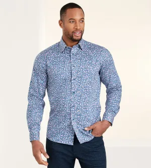 Modern Fit Non-Iron Long Sleeve Floral Pattern Sport Shirt