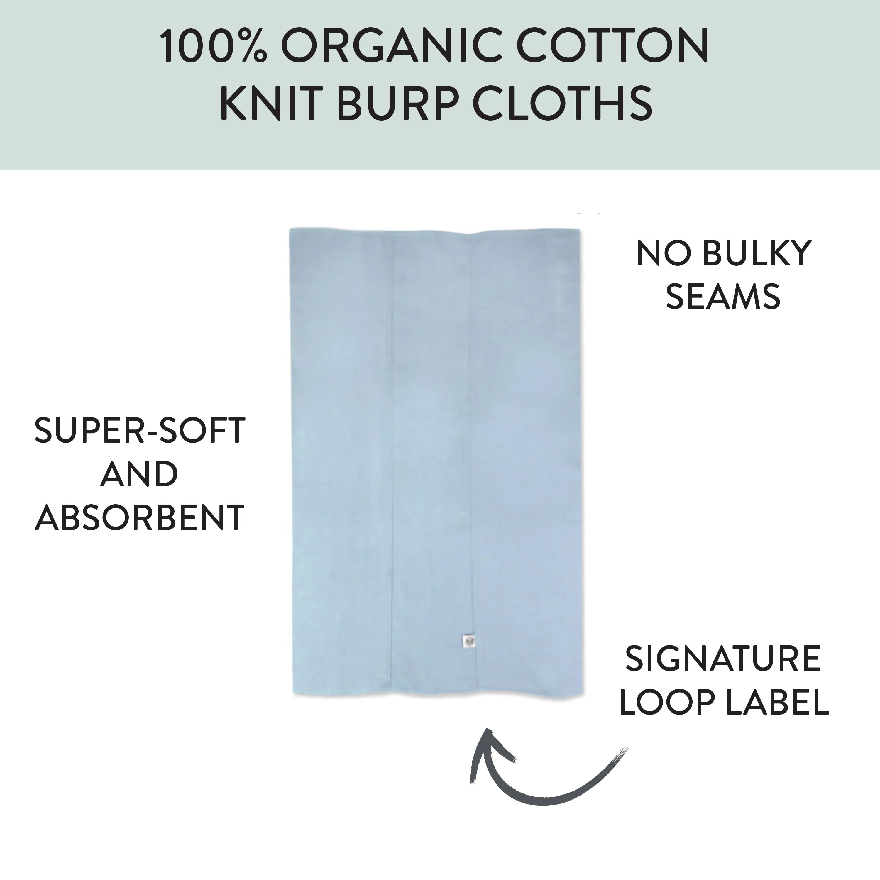 Multipack Organic Cotton Knit Tri-fold Burp Cloths