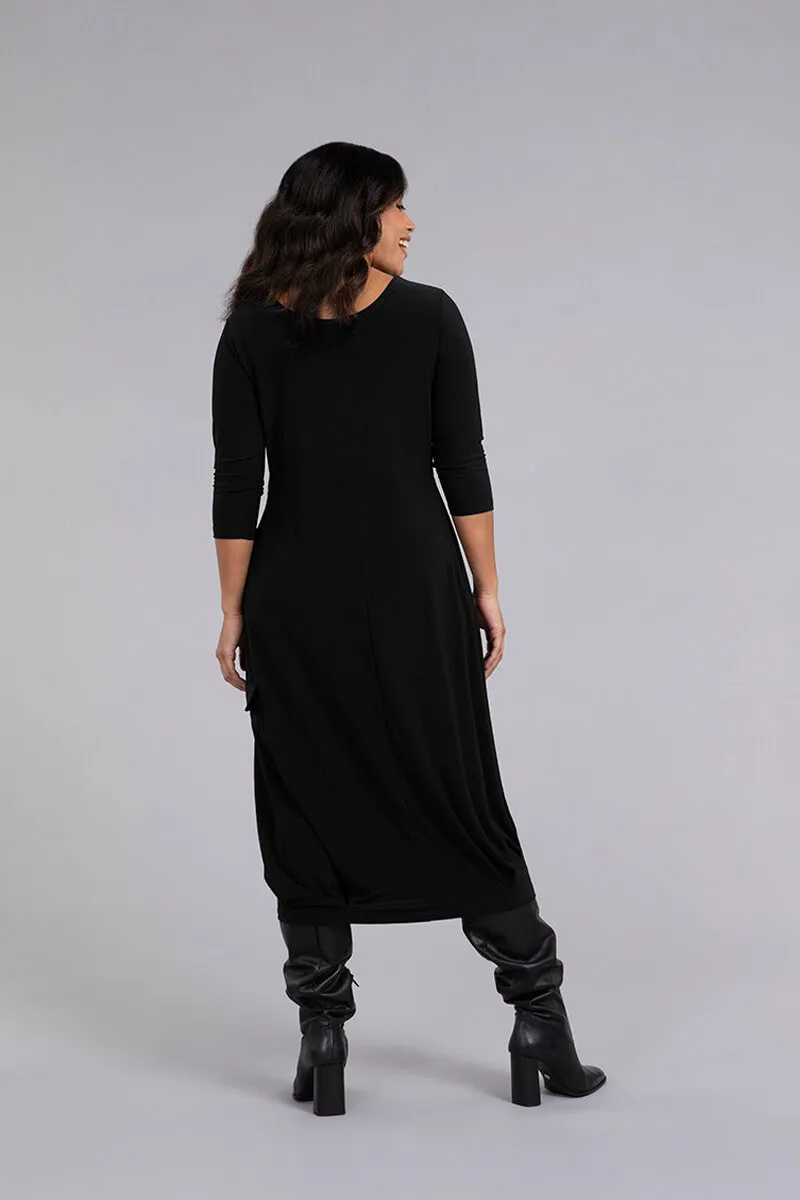 Pleat Hem Dress | Black