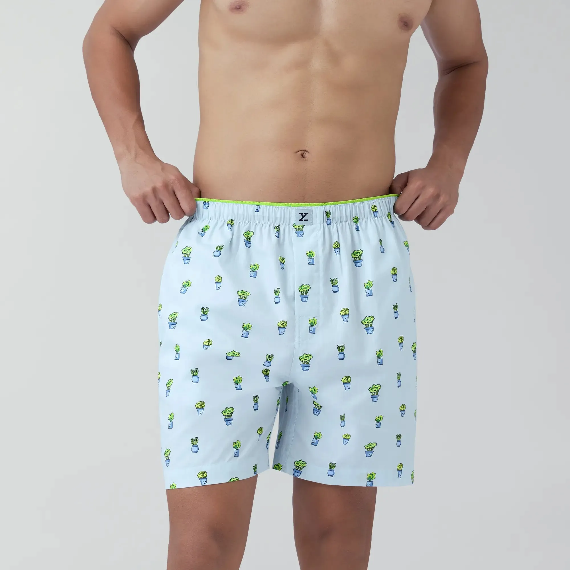 Renew Combed Cotton Boxer Shorts Ice Blue