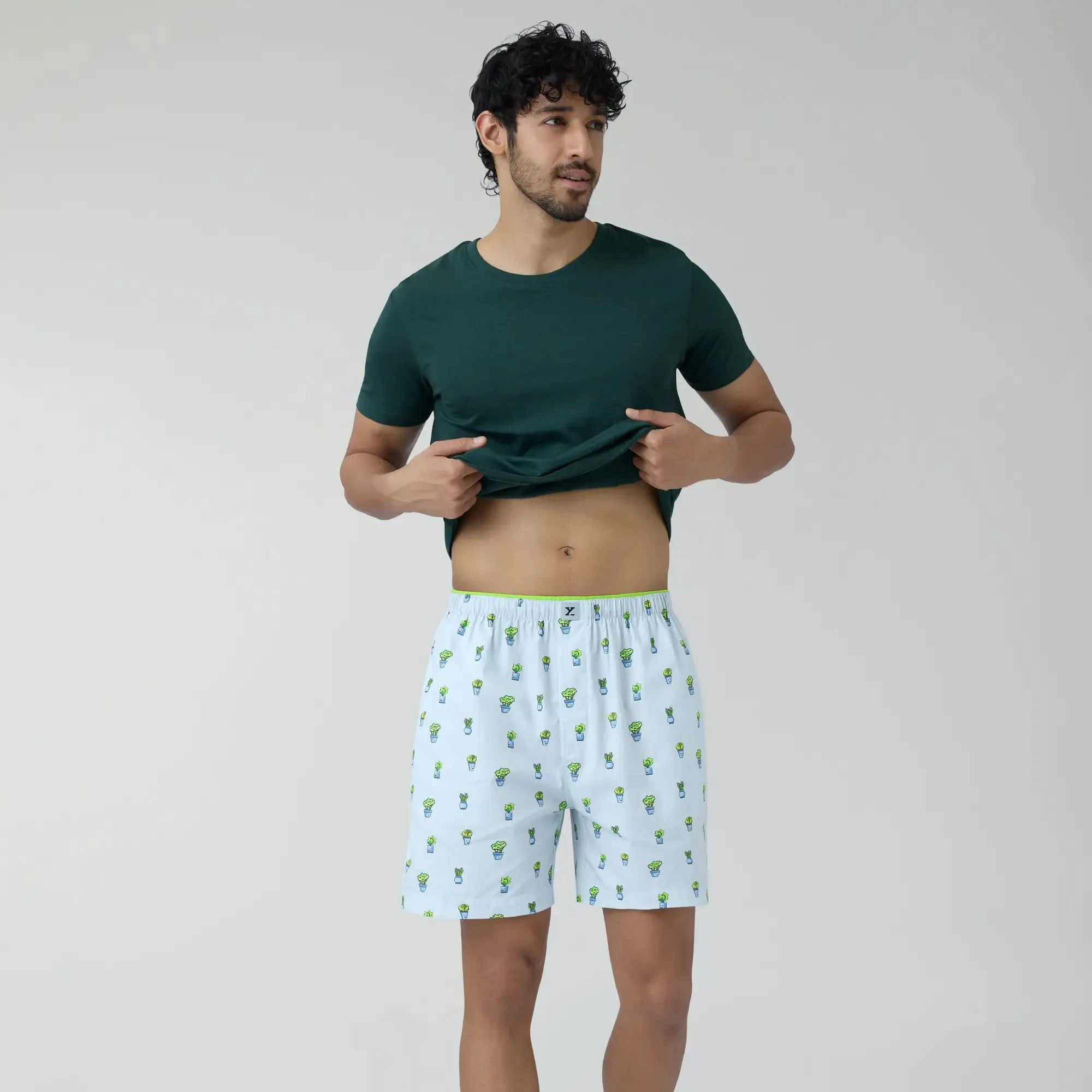 Renew Combed Cotton Boxer Shorts Ice Blue