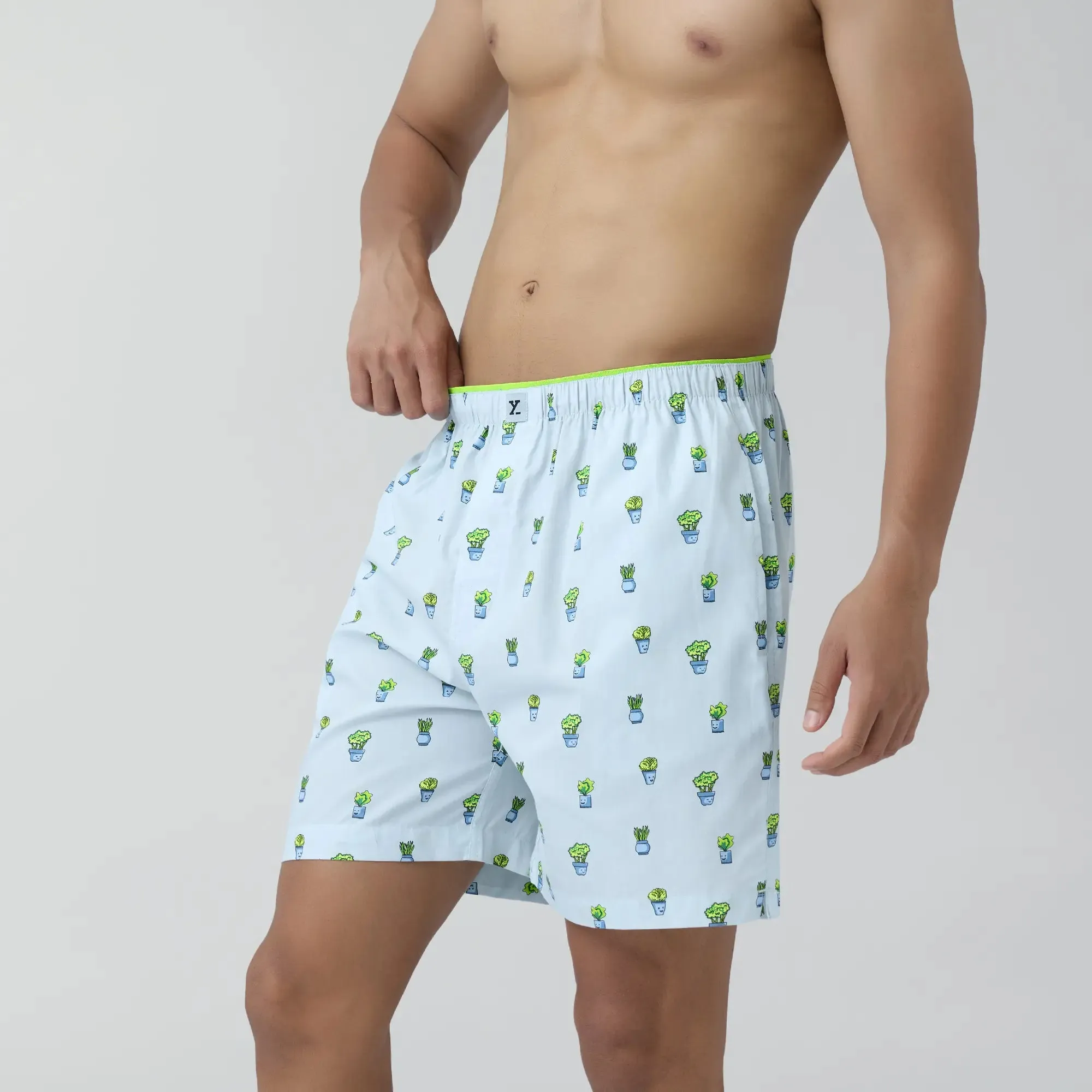 Renew Combed Cotton Boxer Shorts Ice Blue