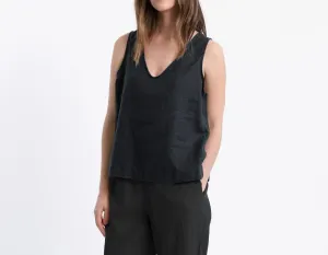 Reversible Linen Tank in Black