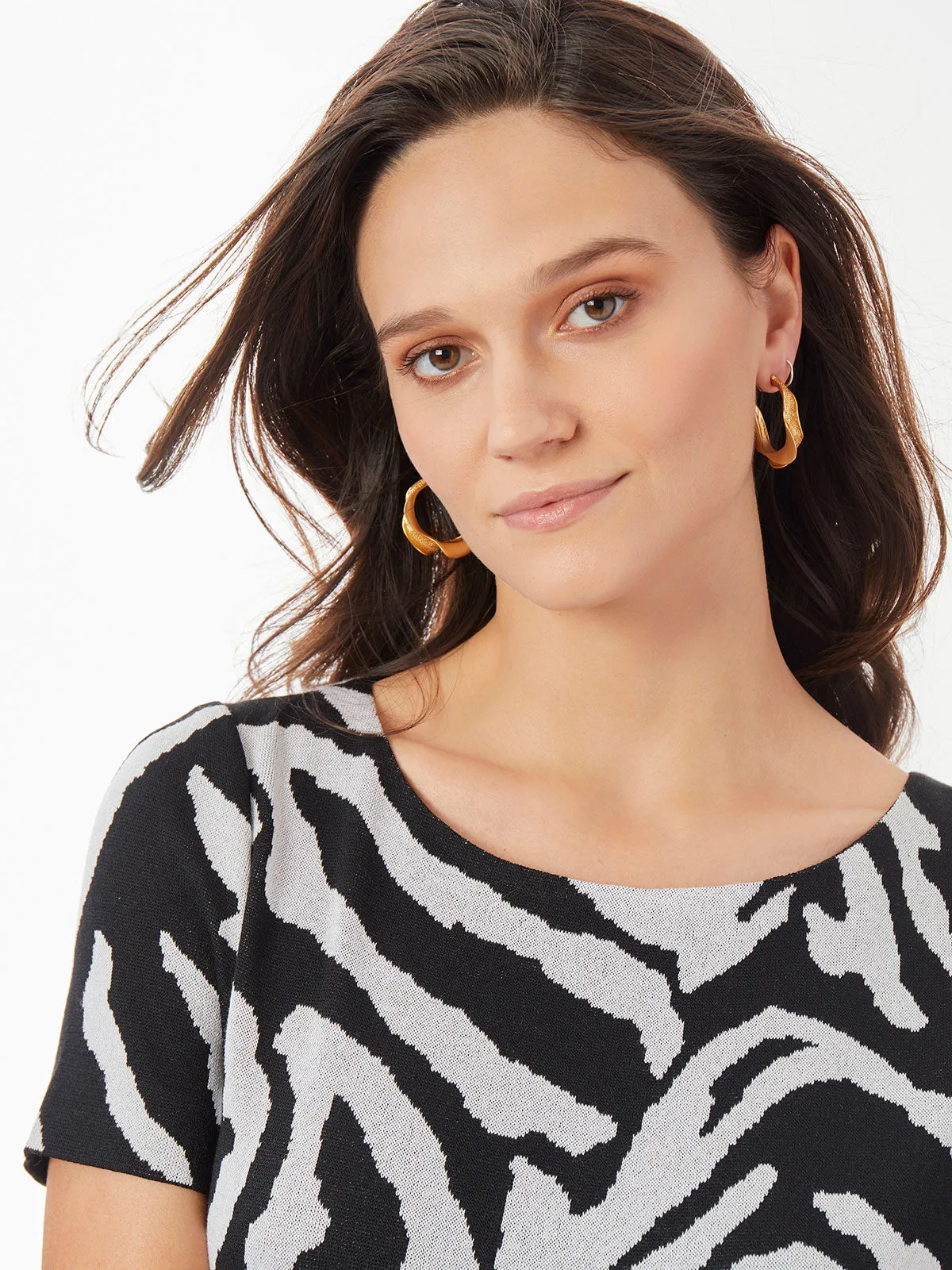 Short Sleeve Zebra Soft Knit Top