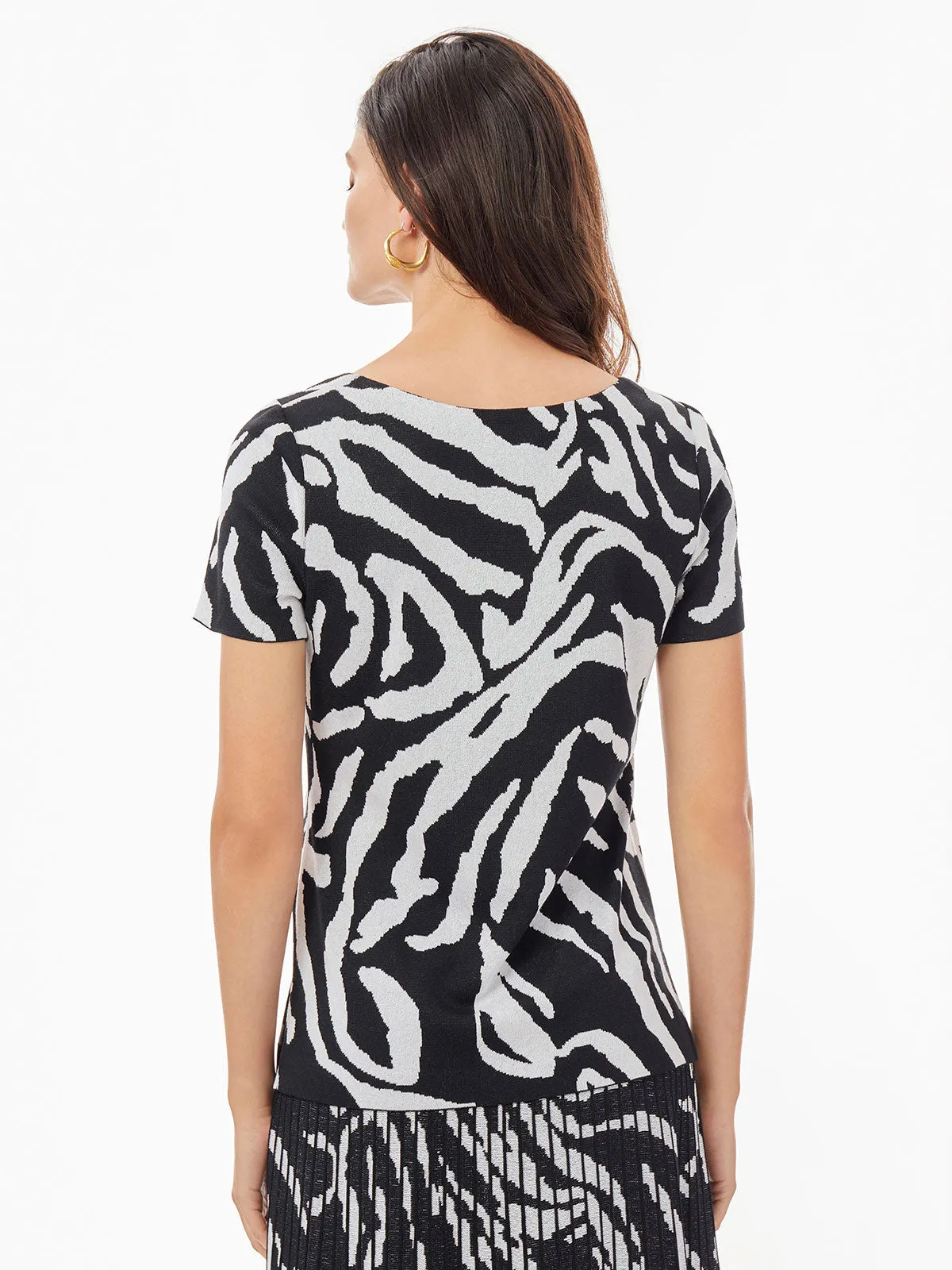 Short Sleeve Zebra Soft Knit Top