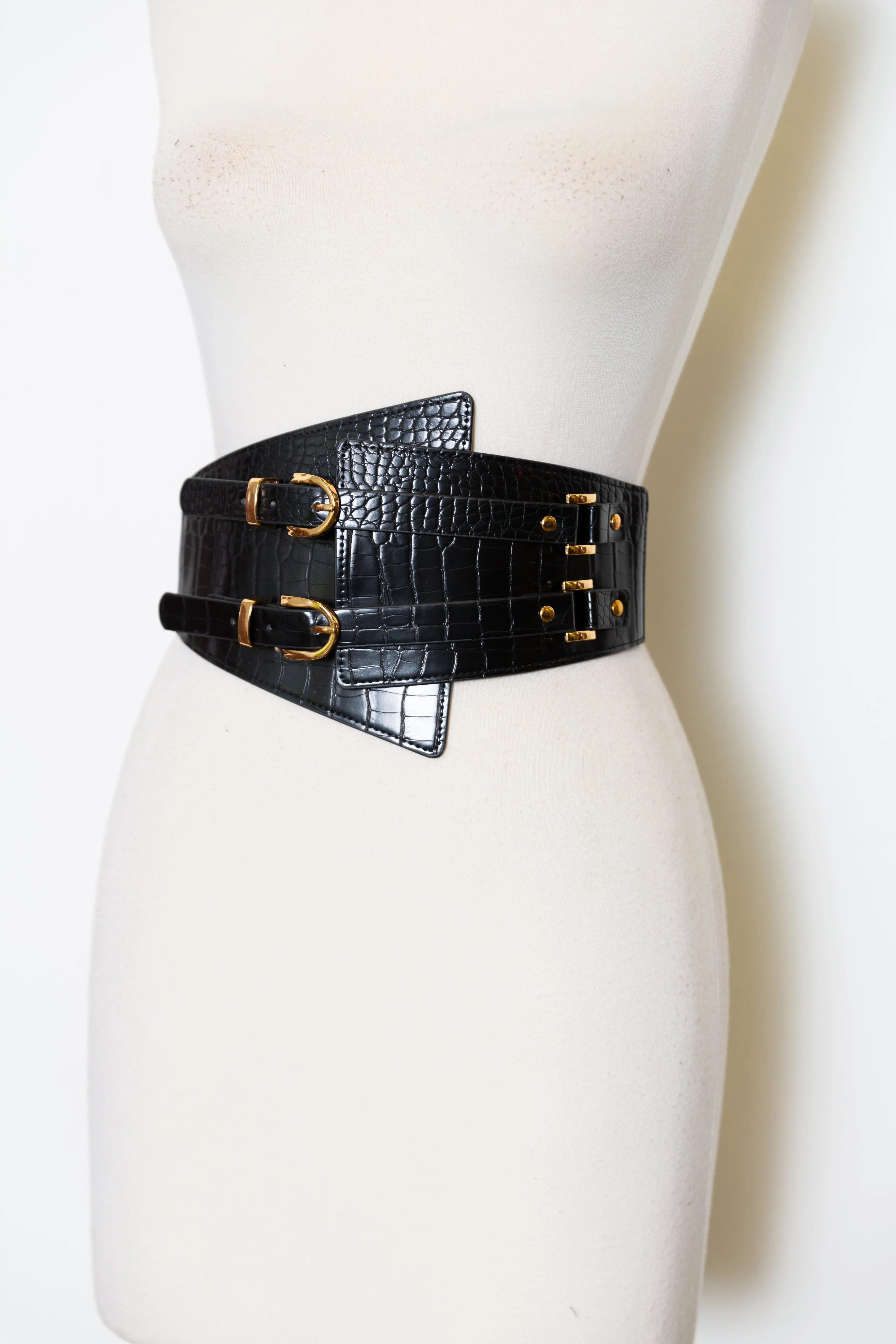 Vegan Leather Corset Belt (Black)