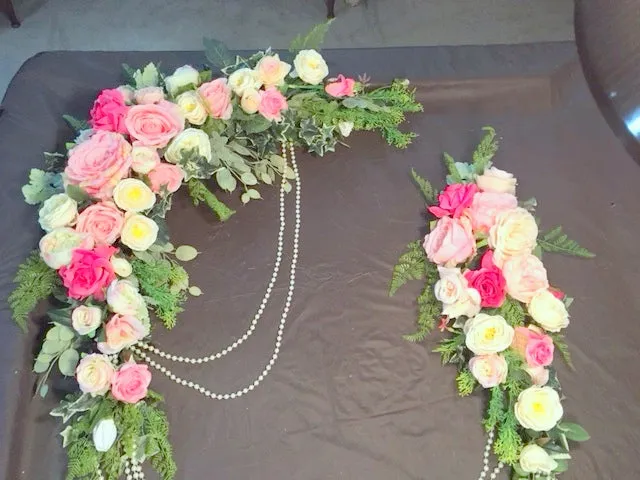 Wedding Arch Flowers, Fuschia, Pink and White Rose swag, Wedding Decorations, flower swag