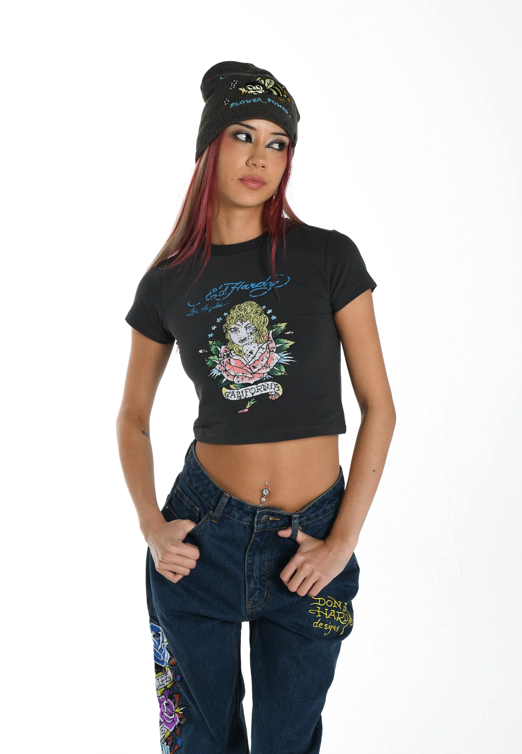 Womens California Dreamer Baby T-Shirt - Black